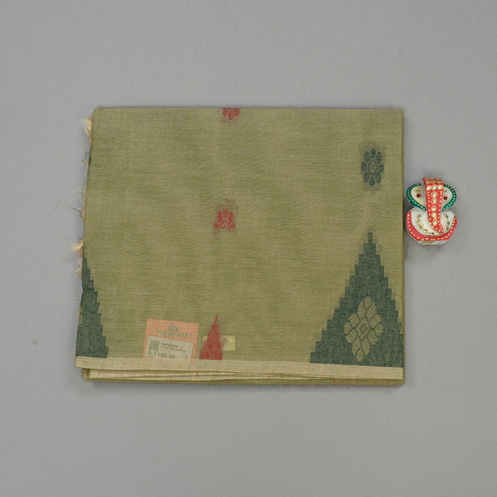Hayagrivas Handloom Pure Cotton Saree in Elegant Elaichi Green KBE103D5-2