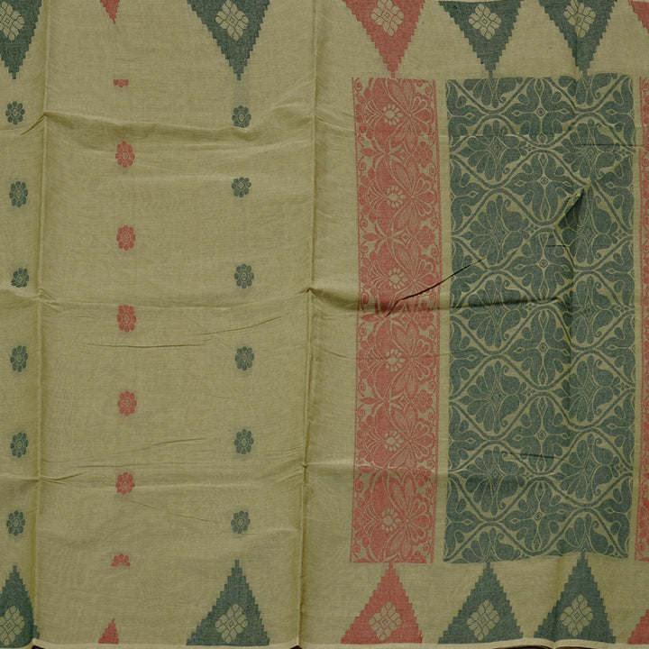 Hayagrivas Handloom Pure Cotton Saree in Elegant Elaichi Green KBE103D5-2