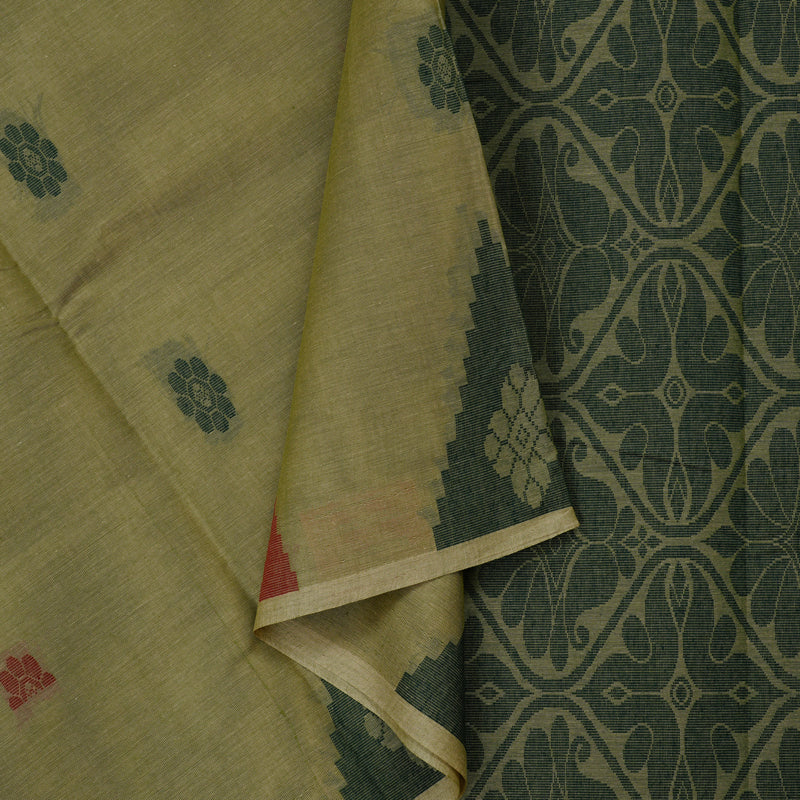 Hayagrivas Handloom Pure Cotton Saree in Elegant Elaichi Green KBE103D5-2