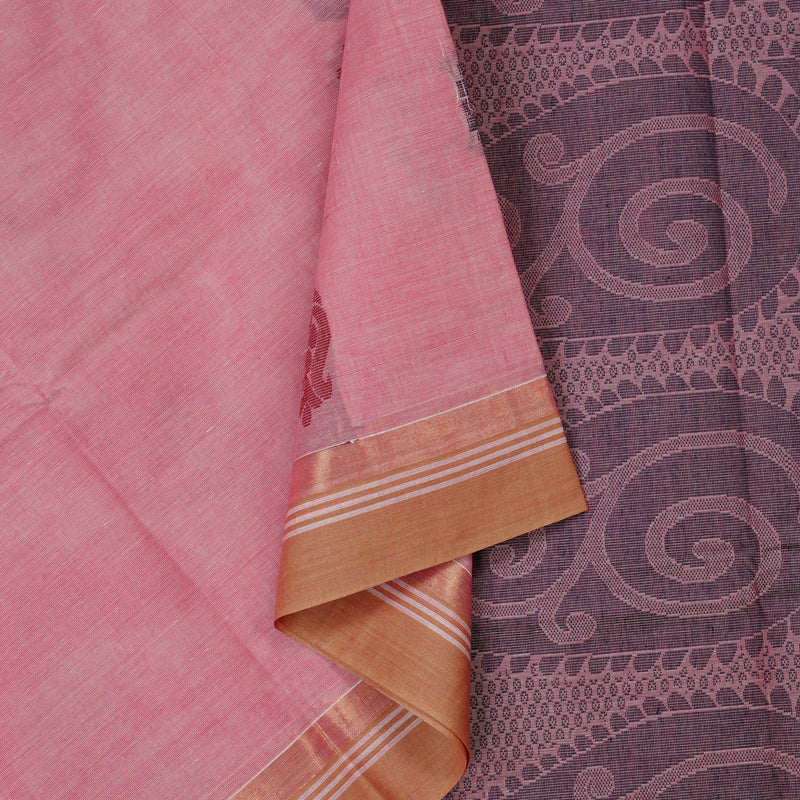 Hayagrivas Handloom Pure Cotton Saree in Dreamy Baby Pink KBE103D5-8