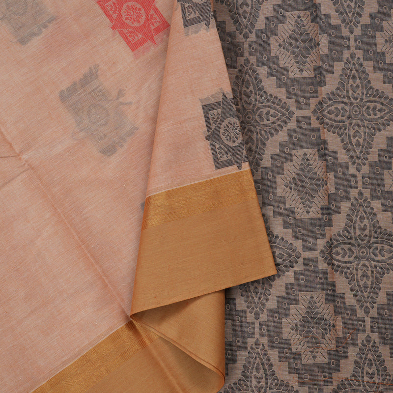 Hayagrivas Handloom Pure Cotton Saree in Soft Onion Pink KBE103D6-4