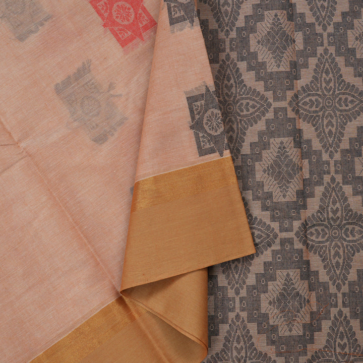 Hayagrivas Handloom Pure Cotton Saree in Soft Onion Pink KBE103D6-4