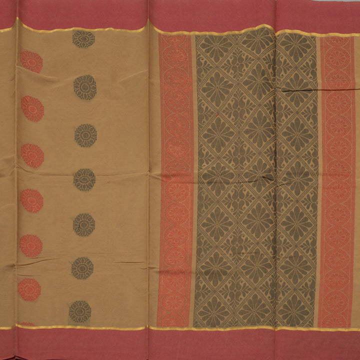Hayagrivas Handloom Pure Cotton Saree in Mellow Sandal KBE103D6-7