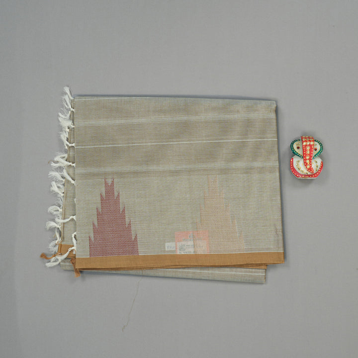 Hayagrivas Handloom Pure Cotton Saree in Ethereal Sandal KBE103D9-1