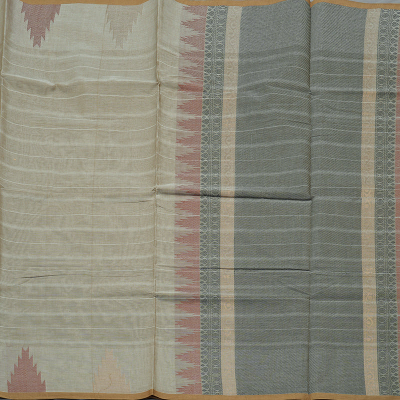 Hayagrivas Handloom Pure Cotton Saree in Ethereal Sandal KBE103D9-1