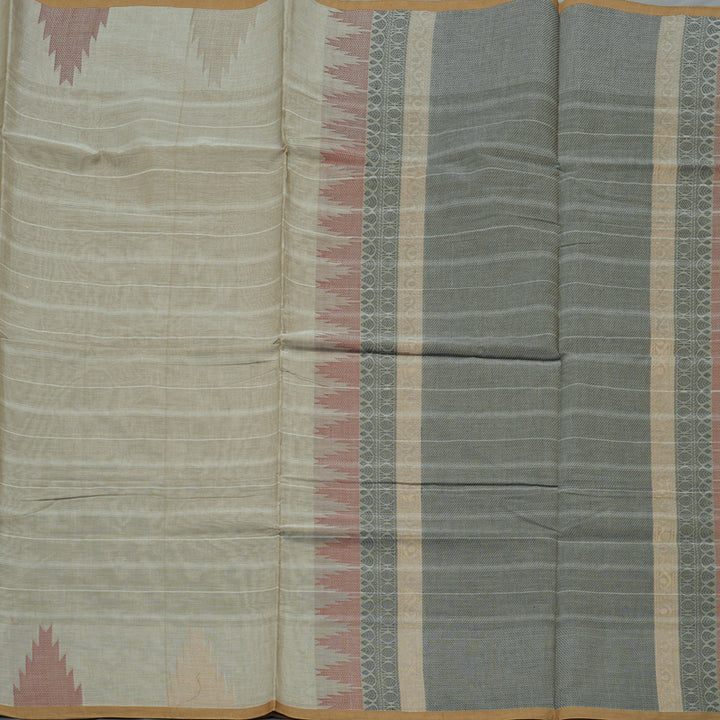 Hayagrivas Handloom Pure Cotton Saree in Ethereal Sandal KBE103D9-1