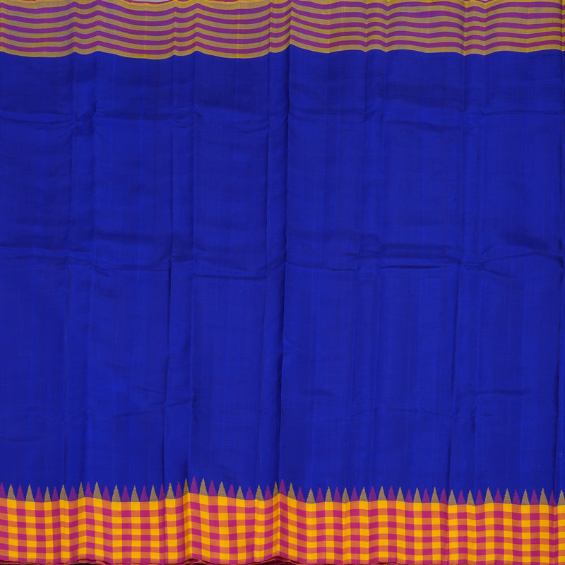 Hayagrivas Handloom MS Blue Kanjivaram Silk Saree with Multicolour Border KBE1040I1-1