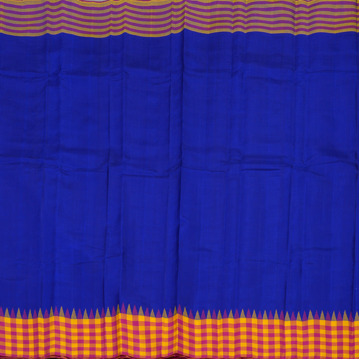 Hayagrivas Handloom MS Blue Kanjivaram Silk Saree with Multicolour Border KBE1040I1-1