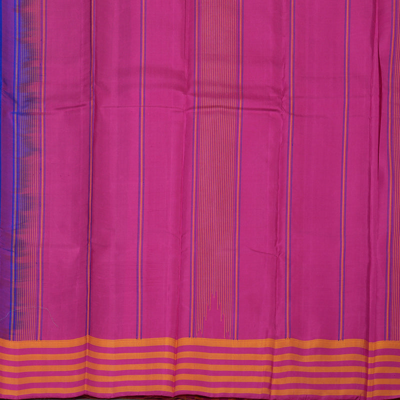 Hayagrivas Handloom MS Blue Kanjivaram Silk Saree with Multicolour Border KBE1040I1-1