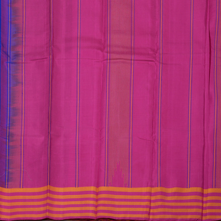 Hayagrivas Handloom MS Blue Kanjivaram Silk Saree with Multicolour Border KBE1040I1-1
