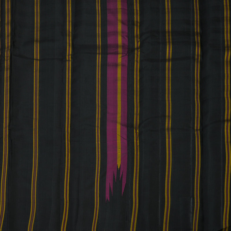 Hayagrivas Handloom Multicolour Checks Kanjivaram Silk Saree with Black Border KBE1040I1-2