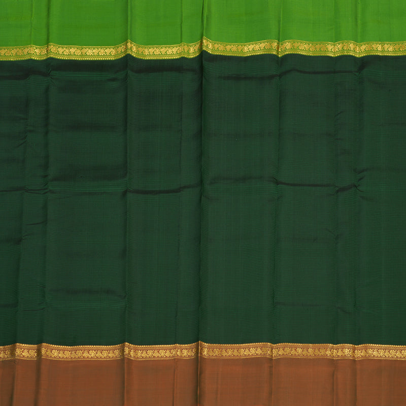 Hayagrivas Handloom Bottle Green Kanjivaram Silk Saree with Ganga Jamuna border KBE1040I2-5