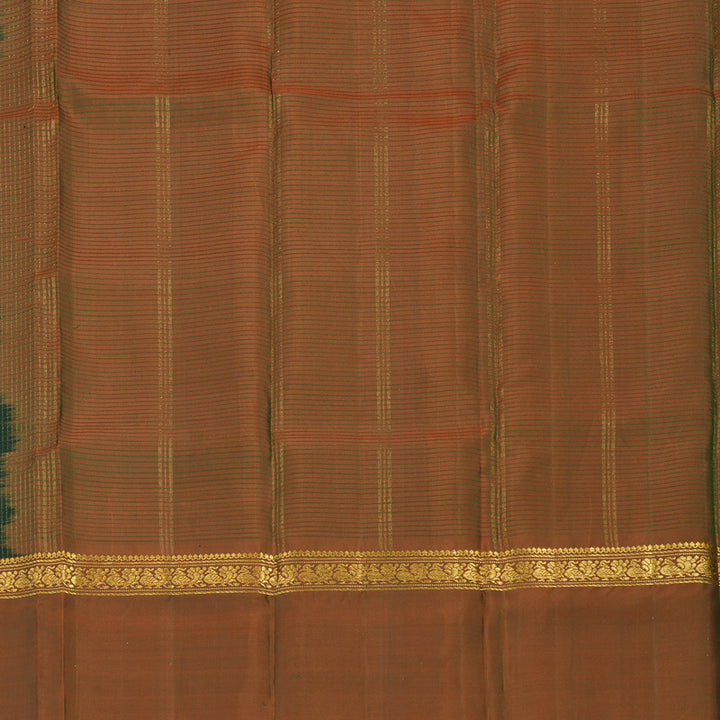 Hayagrivas Handloom Bottle Green Kanjivaram Silk Saree with Ganga Jamuna border KBE1040I2-5