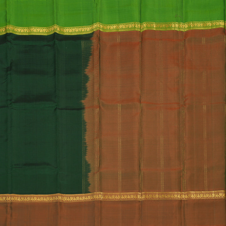 Hayagrivas Handloom Bottle Green Kanjivaram Silk Saree with Ganga Jamuna border KBE1040I2-5
