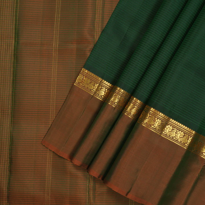 Hayagrivas Handloom Bottle Green Kanjivaram Silk Saree with Ganga Jamuna border KBE1040I2-5