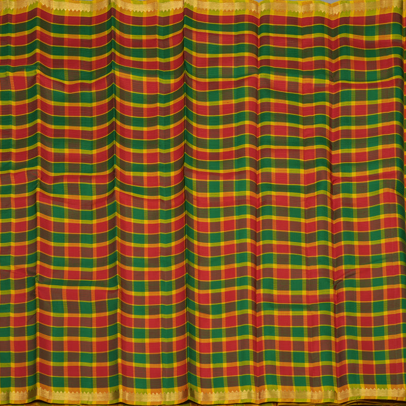 Hayagrivas Handloom Multicolour Checks Kanjivaram Silk Saree KBE1040I3-4