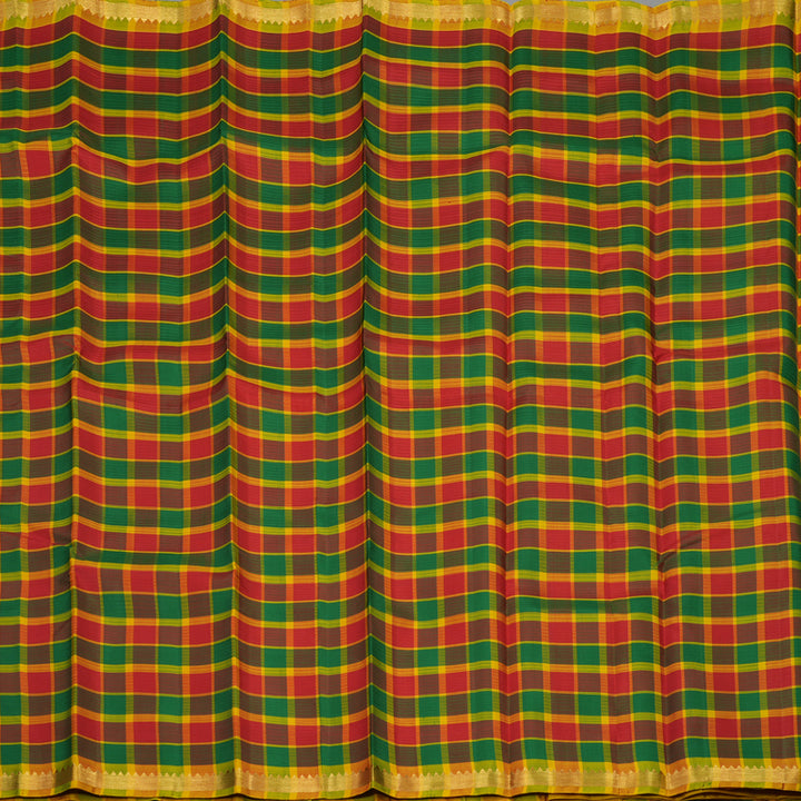 Hayagrivas Handloom Multicolour Checks Kanjivaram Silk Saree KBE1040I3-4