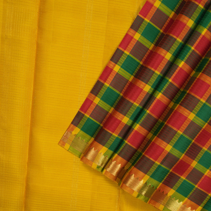Hayagrivas Handloom Multicolour Checks Kanjivaram Silk Saree KBE1040I3-4