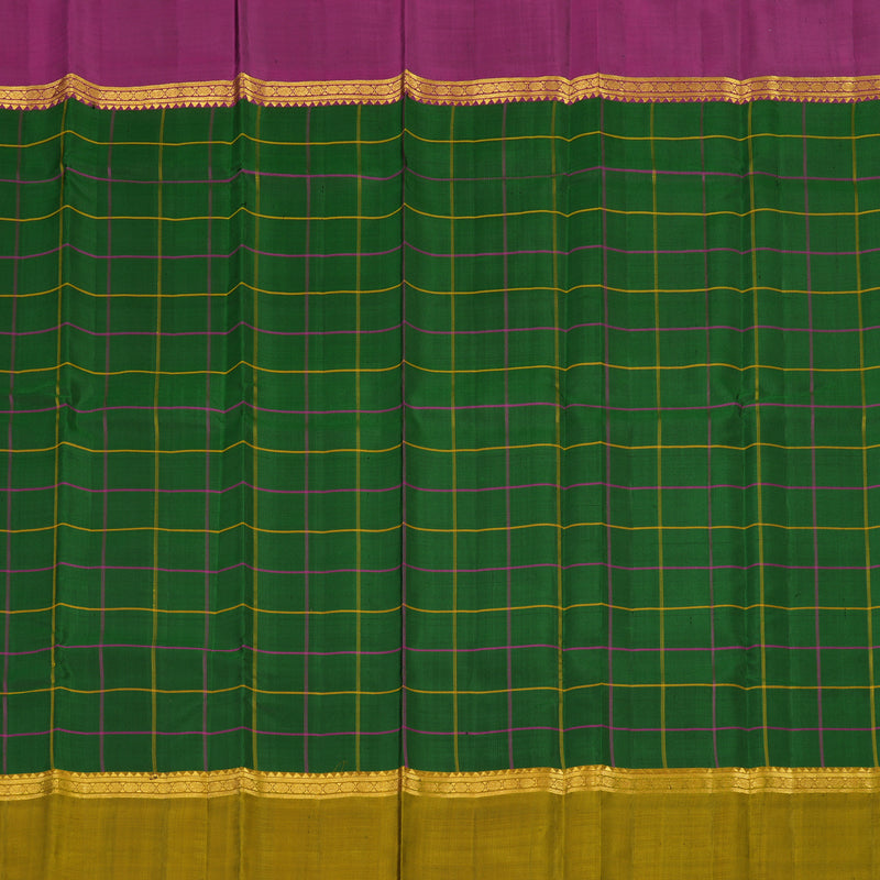 Hayagrivas Handloom Bottle Green Kanjivaram Silk Saree with Ganga Jumna Border KBE1040I4-1