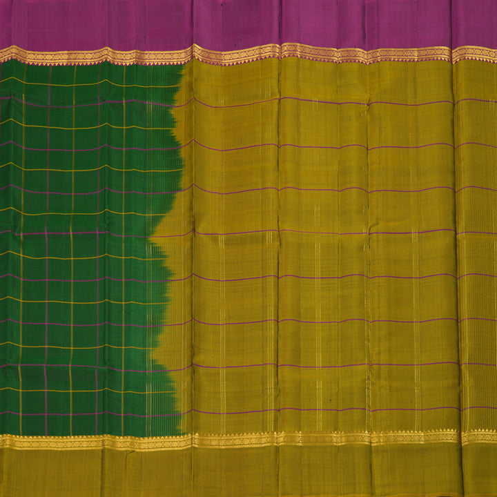 Hayagrivas Handloom Bottle Green Kanjivaram Silk Saree with Ganga Jumna Border KBE1040I4-1