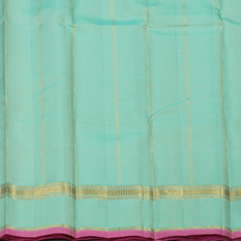 Hayagrivas Handloom Sandal Beige Kanjivaram Silk Saree with Teal Border KBE1040I4-7