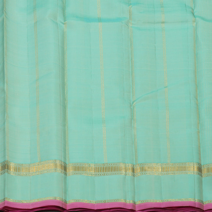 Hayagrivas Handloom Sandal Beige Kanjivaram Silk Saree with Teal Border KBE1040I4-7