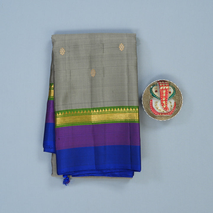 Hayagrivas Handloom Elephant Grey Kanjivaram Silk Saree KBE1040I5-3