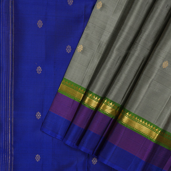 Hayagrivas Handloom Elephant Grey Kanjivaram Silk Saree KBE1040I5-3