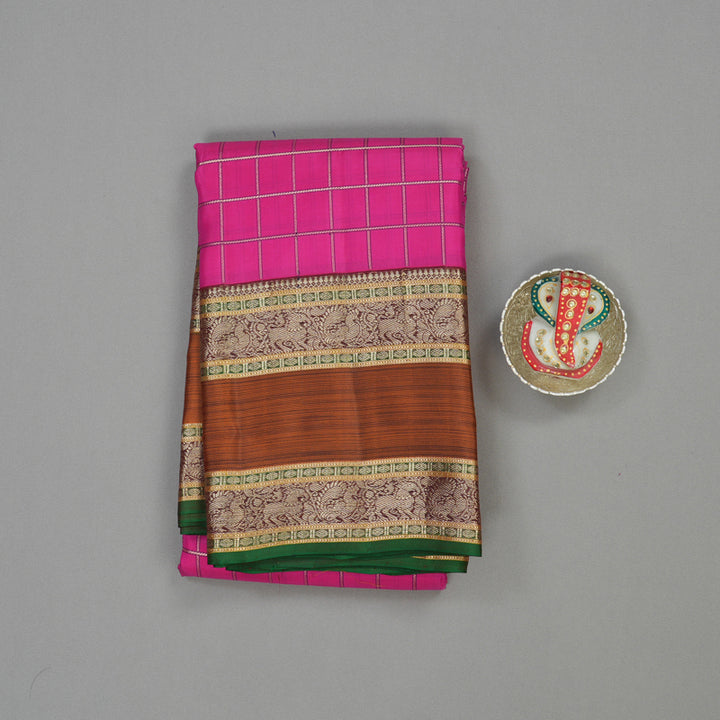 Hayagrivas Handloom Thread Work Silk Saree in Rani Pink with Rettapet KBE1041I15-1