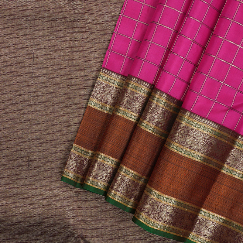 Hayagrivas Handloom Thread Work Silk Saree in Rani Pink with Rettapet KBE1041I15-1