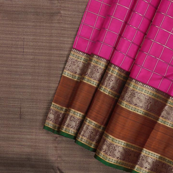Hayagrivas Handloom Thread Work Silk Saree in Rani Pink with Rettapet KBE1041I15-1