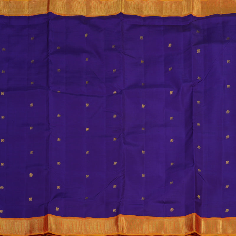 Hayagrivas Handloom Purple Kanjivaram Ten Yards Silk Saree with Golden Orange Border KBE1048I6-1