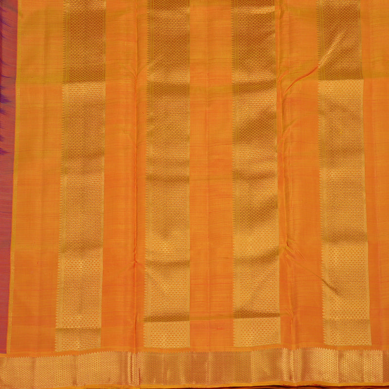 Hayagrivas Handloom Purple Kanjivaram Ten Yards Silk Saree with Golden Orange Border KBE1048I6-1
