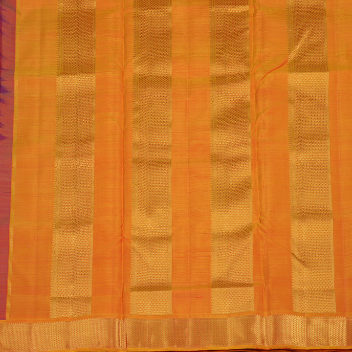 Hayagrivas Handloom Purple Kanjivaram Ten Yards Silk Saree with Golden Orange Border KBE1048I6-1