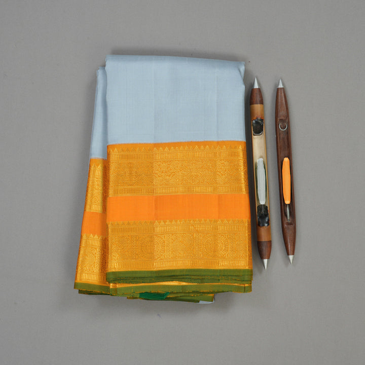 Hayagrivas Handloom Korvai Kanjivaram Silk Saree in Powder Blue with Rettapet border KBE1048I2-1