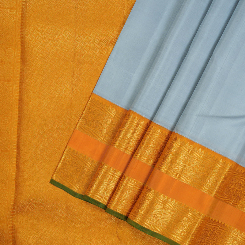 Hayagrivas Handloom Korvai Kanjivaram Silk Saree in Powder Blue with Rettapet border KBE1048I2-1