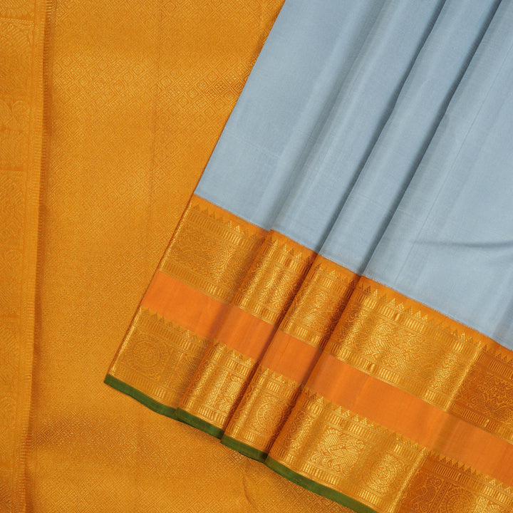 Hayagrivas Handloom Korvai Kanjivaram Silk Saree in Powder Blue with Rettapet border KBE1048I2-1