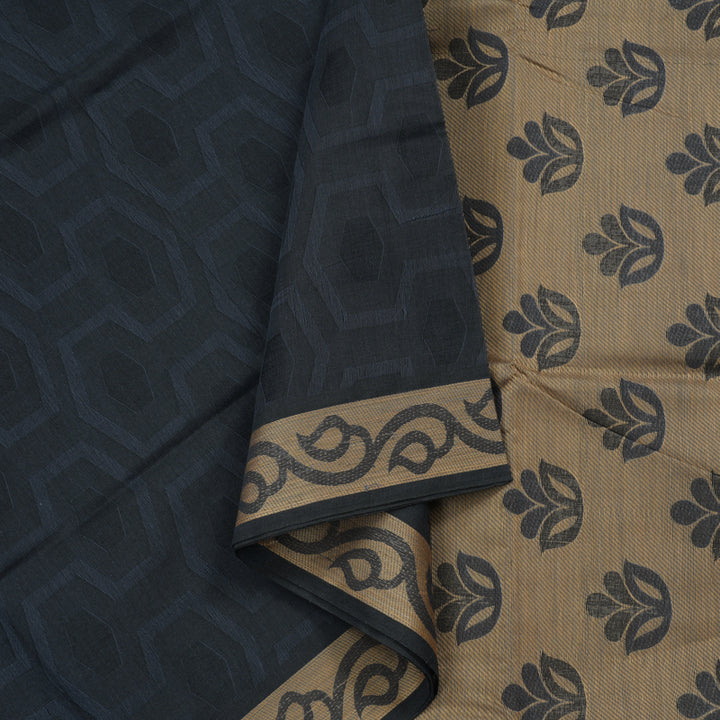 Hayagrivas Handloom Pure Cotton Saree in Classic Dark Grey KBE104D1-10