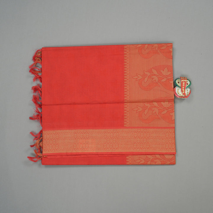 Hayagrivas Handloom Pure Cotton Saree in Fabulous Red KBE104D1-21
