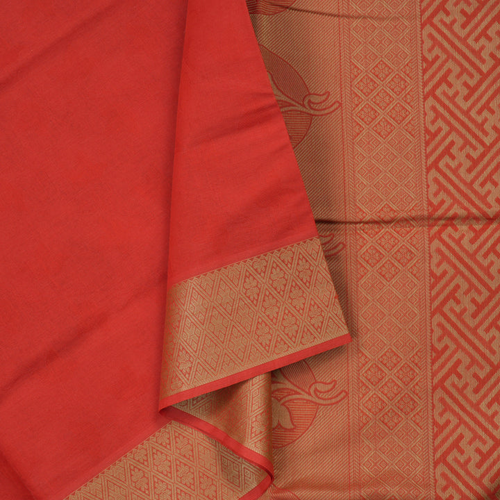 Hayagrivas Handloom Pure Cotton Saree in Fabulous Red KBE104D1-21