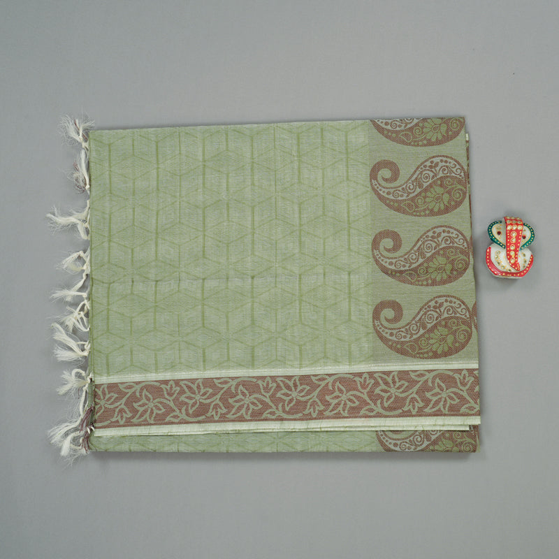Hayagrivas Handloom Pure Cotton Saree in Soothing Light Elaichi Green KBE104D1-23