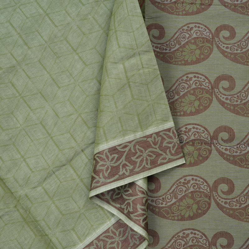 Hayagrivas Handloom Pure Cotton Saree in Soothing Light Elaichi Green KBE104D1-23
