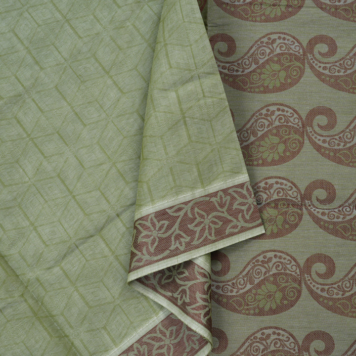 Hayagrivas Handloom Pure Cotton Saree in Soothing Light Elaichi Green KBE104D1-23