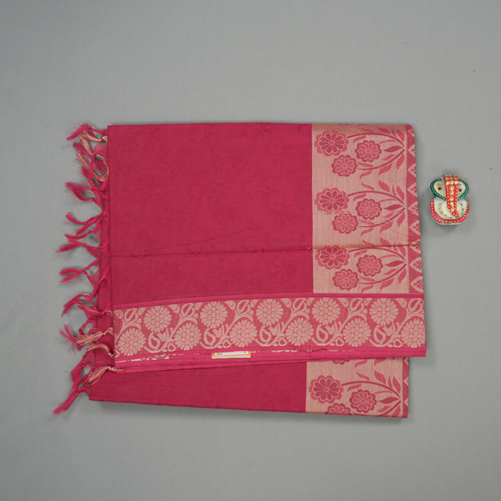 Hayagrivas Handloom Pure Cotton Saree in Radiant Dark Pink KBE104D1-25