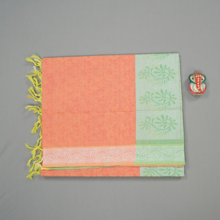 Hayagrivas Handloom Pure Cotton Saree in Dreamy Dual Tone (Pink with Yellow) KBE104D2-5