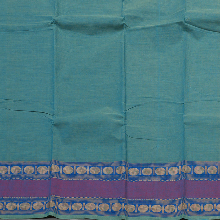 Hayagrivas Handloom Pure Cotton Saree in soothing light sky blue with purple KBE104D3-1