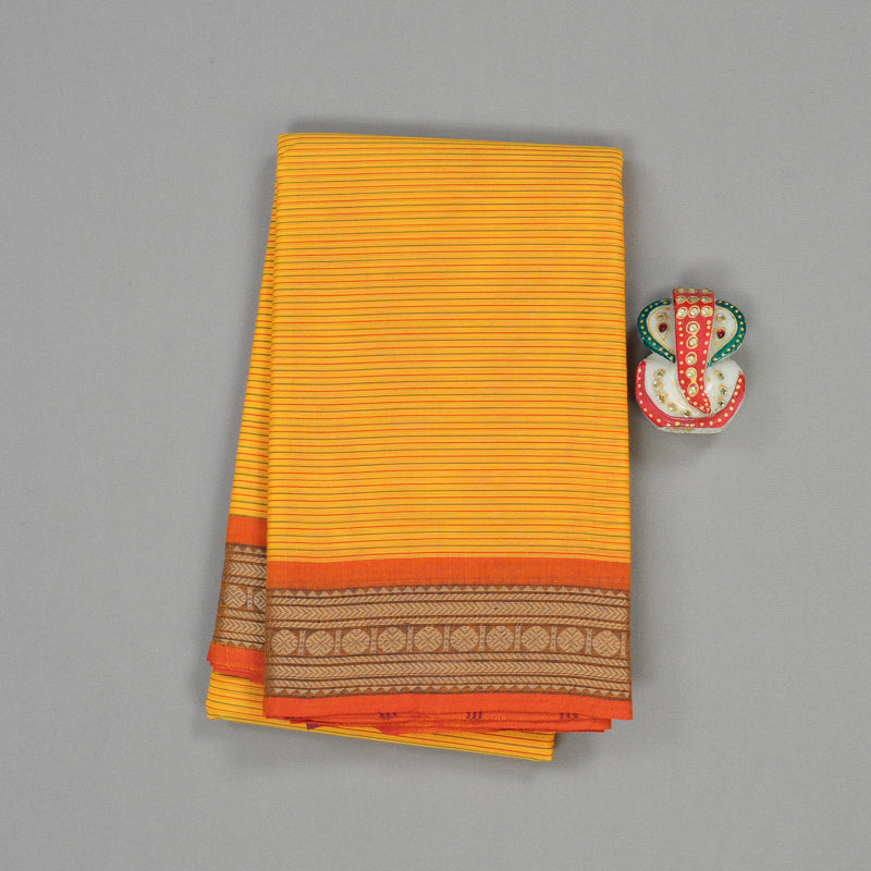 Hayagrivas Handloom Pure Cotton Saree in Sunlit Yellow KBE104D3-13