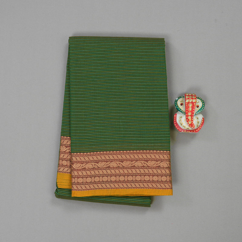 Hayagrivas Handloom Pure Cotton Saree in Radiant Bottle Green KBE104D3-16
