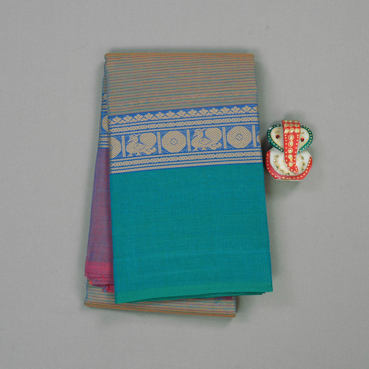 Hayagrivas Handloom Pure Cotton Saree Dual tone (Yellow with blue) Ganga jamuna KBE104D3-17