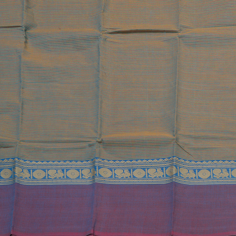 Hayagrivas Handloom Pure Cotton Saree Dual tone (Yellow with blue) Ganga jamuna KBE104D3-17